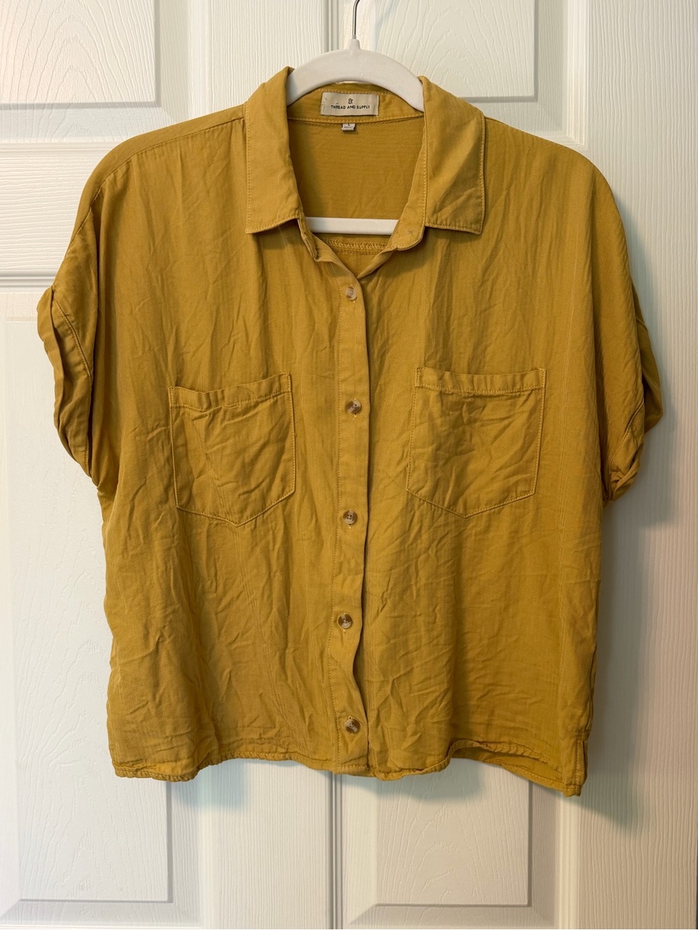 Womens Thread & Supply short sleeve button down sz L yellow